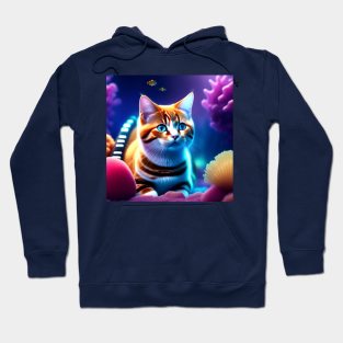 AquaNaut Cat in A Coral Reef Hoodie